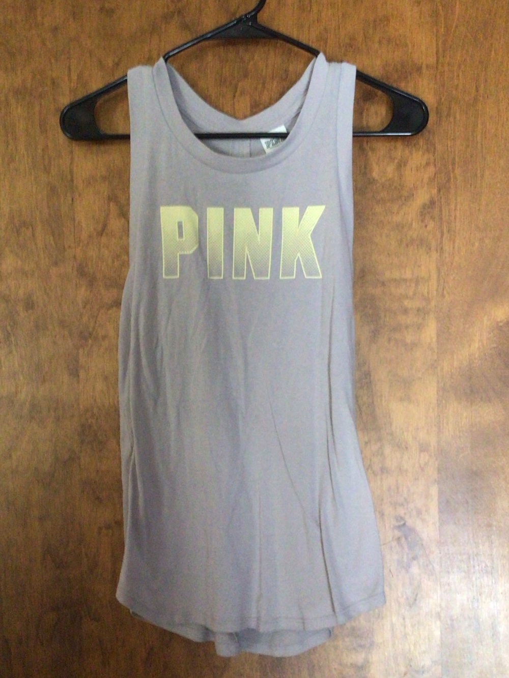 PINK Victoria's Secret Lavender Tank with Metallic Yellow Logo